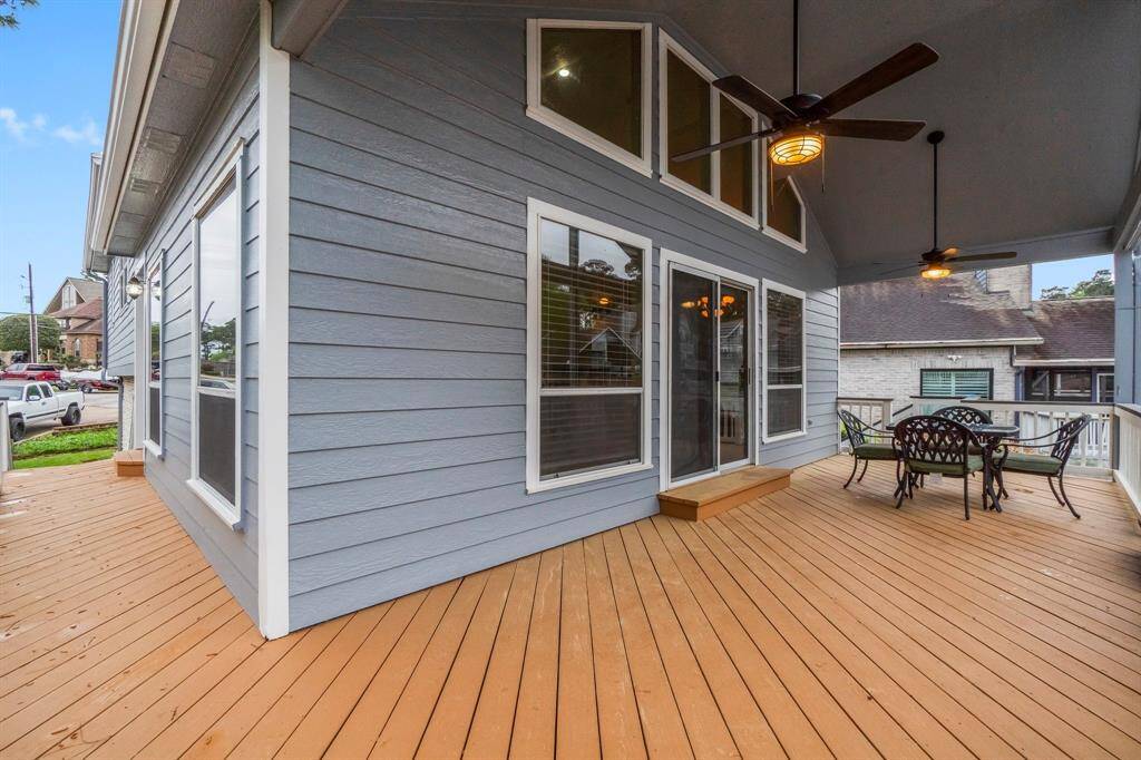 Upstairs covered patio.  Enjoy your morning coffee sitting here in the shade.