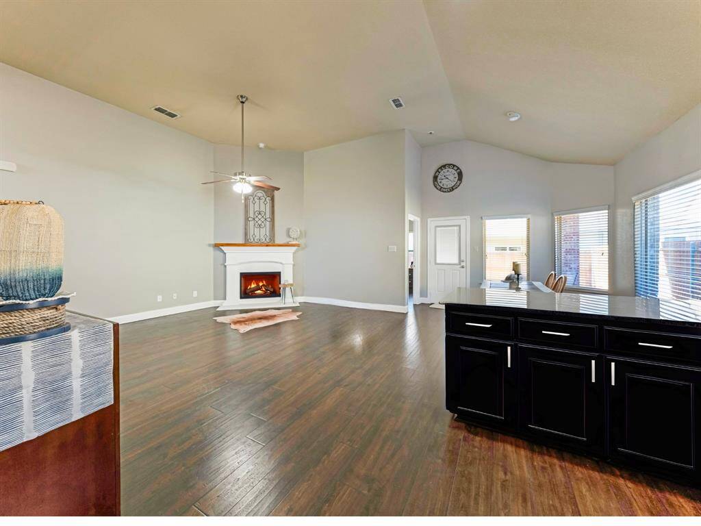 Love these ceilings, all new freshly painted walls, baseboards doors and fireplace