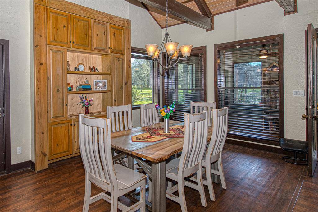 Dining area with built ins and great views of the back yard