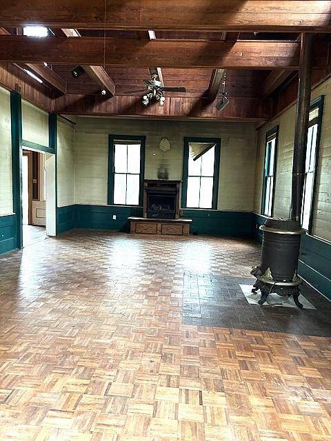 The living room is huge with 2 fireplaces
