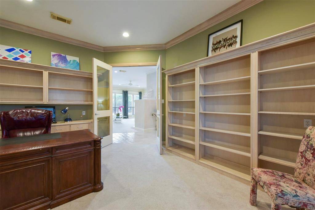 Private Study with Double Glass Doors is to the Left of the Entry.