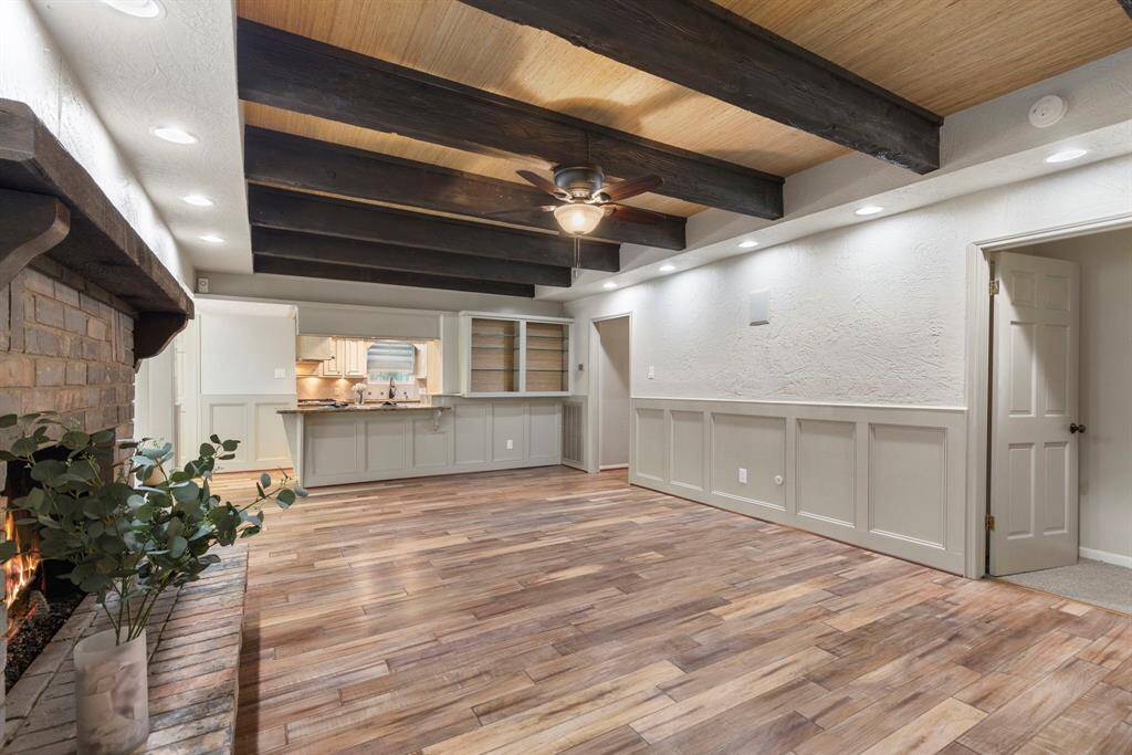 Living room with surround sound speakers