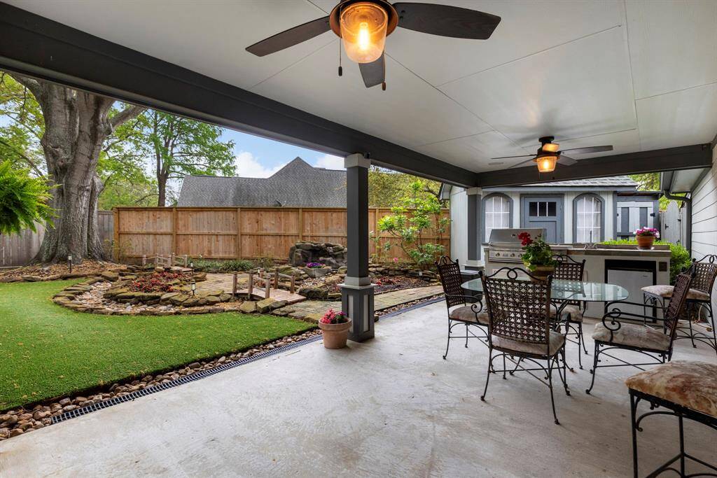Enjoy the shade of this covered back patio