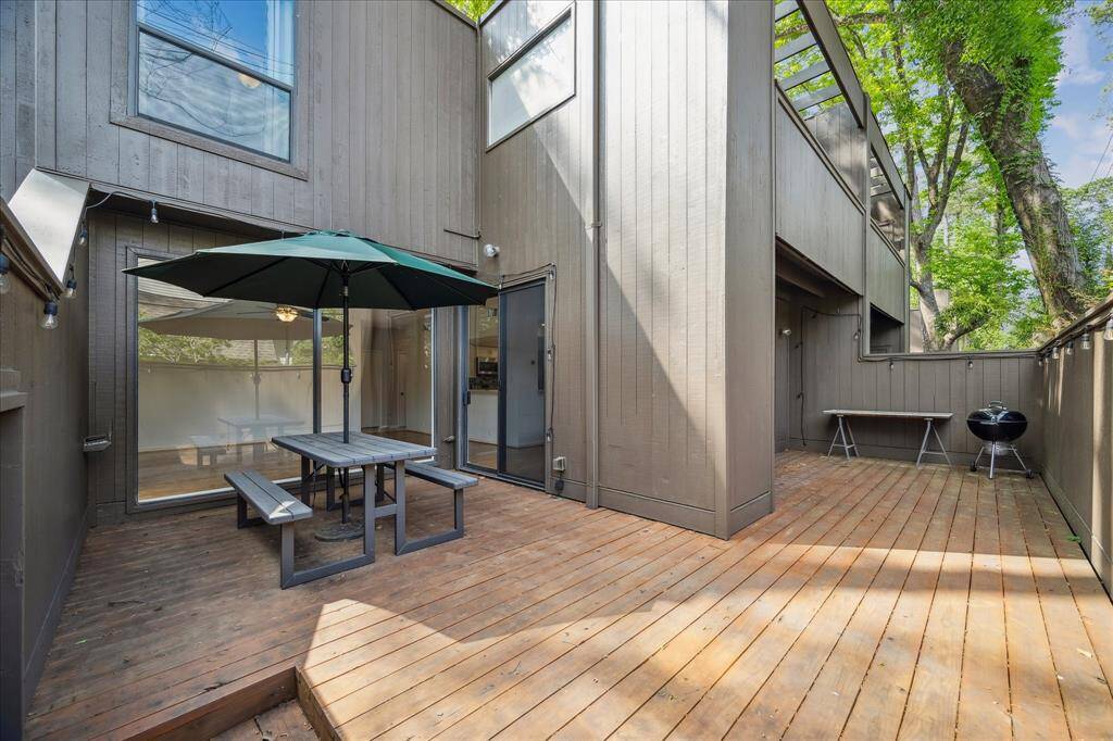 Recently updated, this large private deck is perfect for enjoying the outdoors plus it has a large outdoor storage closet.