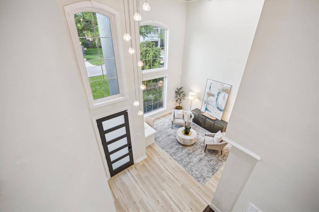 View of of the living room from the second floor!