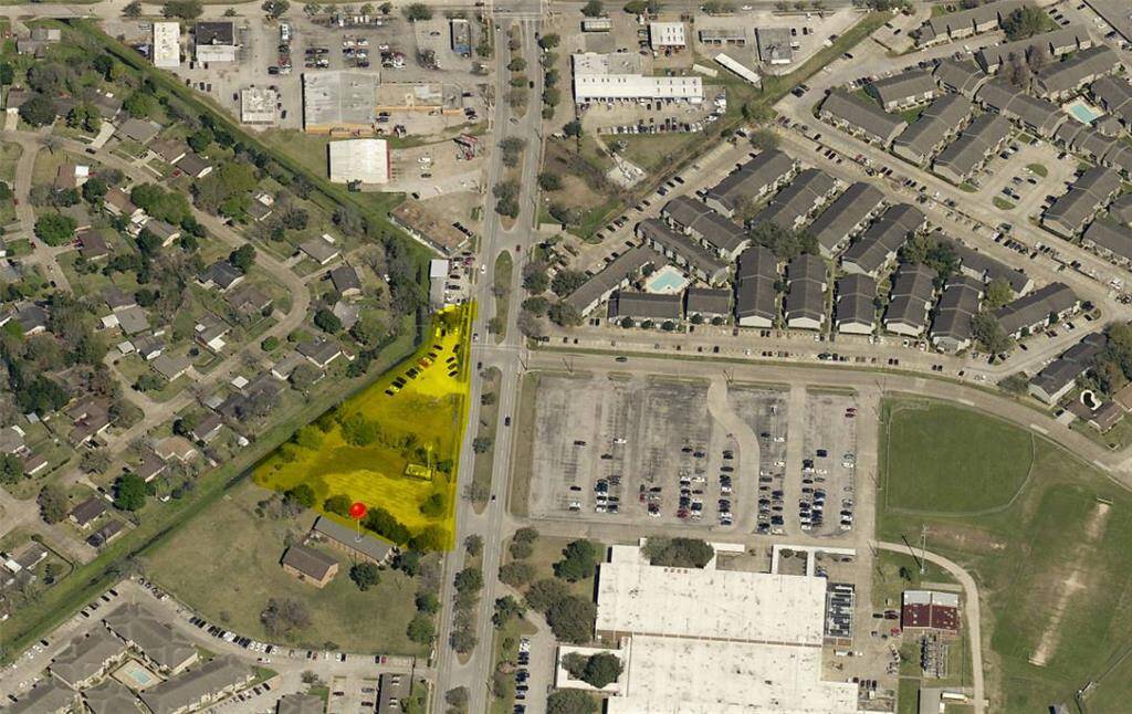 Property is highlighted in yellow, land only. adjacent to Korean Gospel Church of Houston, 11100 Beamer Rd, Houston, TX 77089