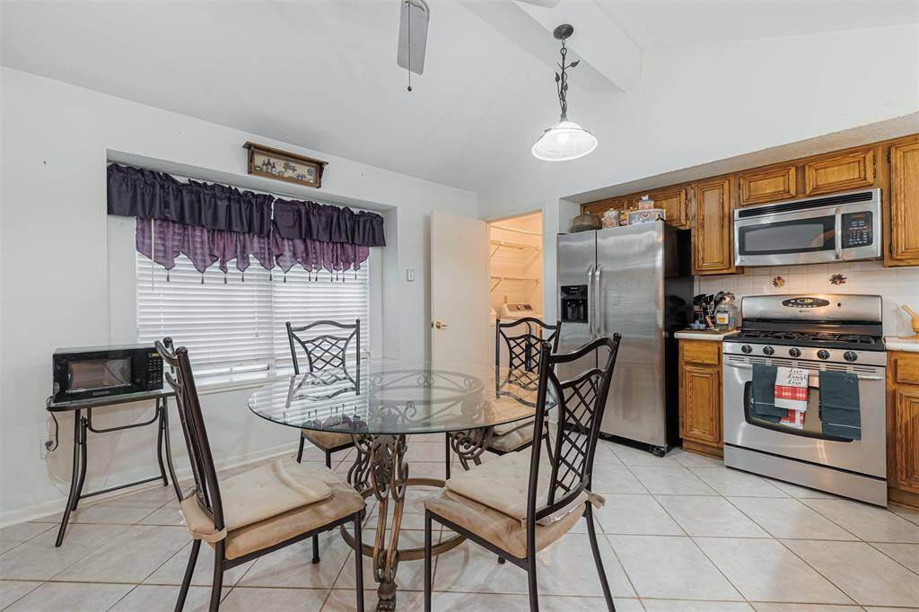 Breakfast area located in the kitchen.