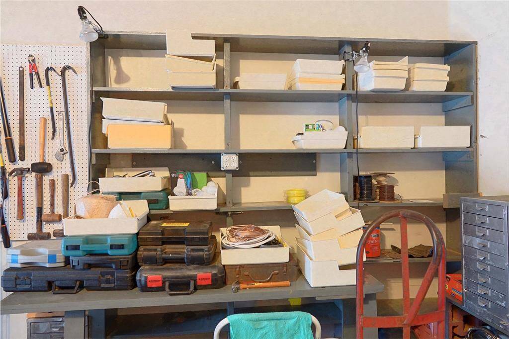 Work bench in garage.