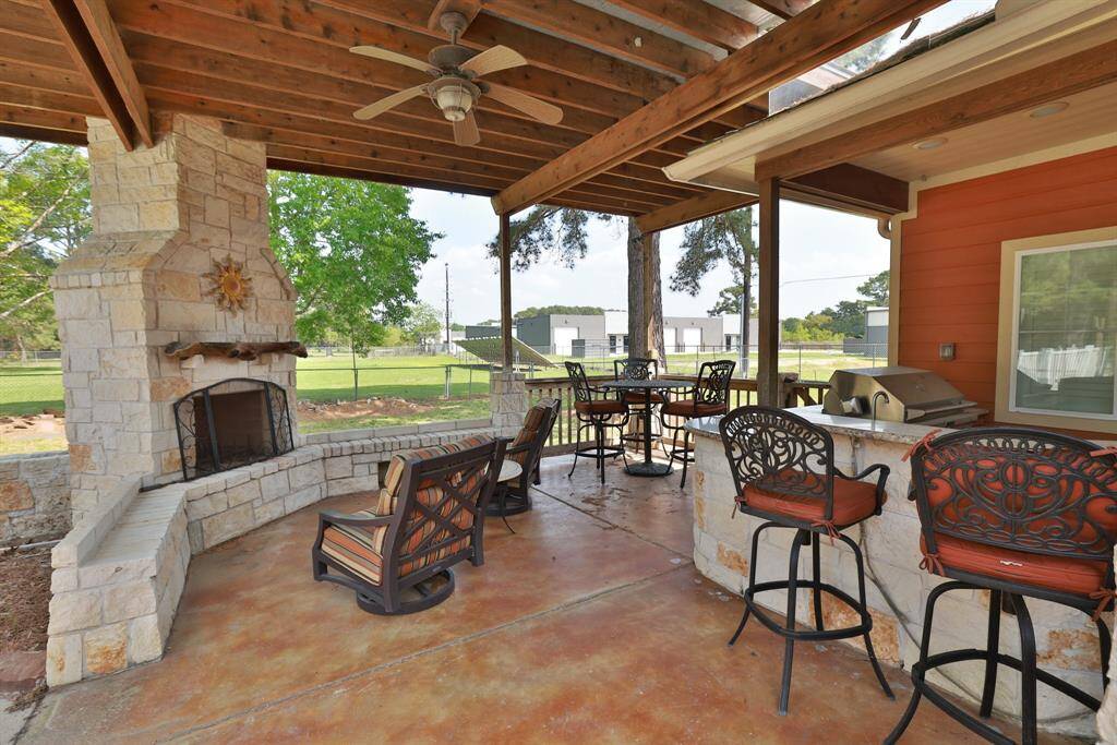 Outdoor Fireplace & Kitchen area.