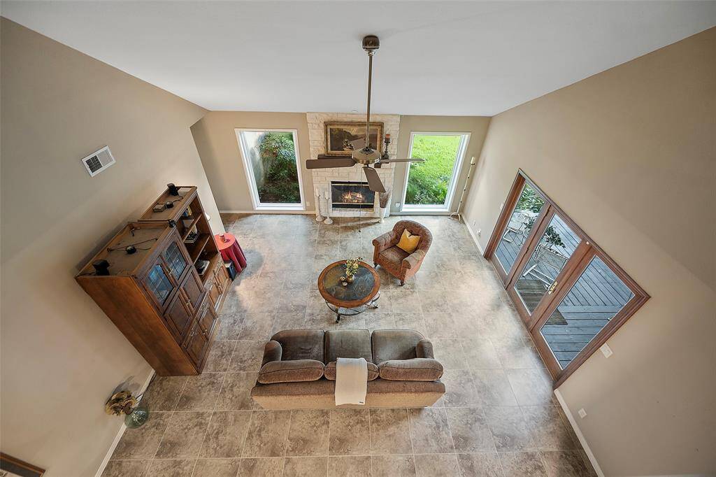 This is the view looking over the spacious family room!