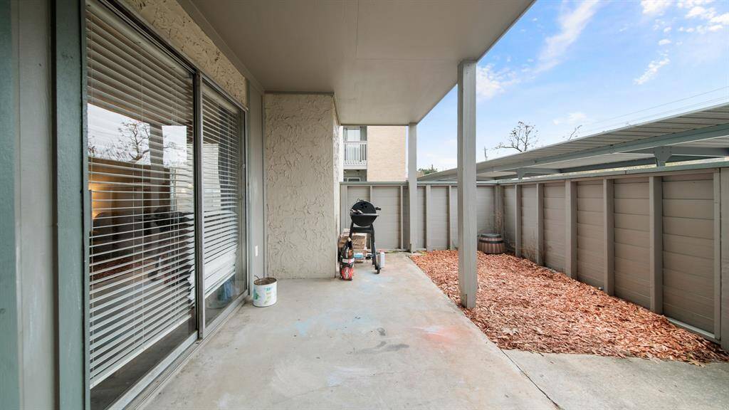 Large covered patio area which is fully fenced and accessible from dining area or front entry ... Assigned covered parking is located directly in front of your entry.