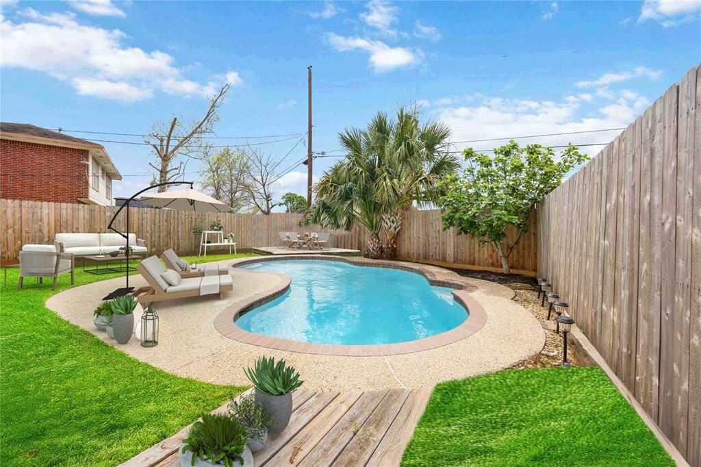 Your pool awaits! Virtually staged furniture