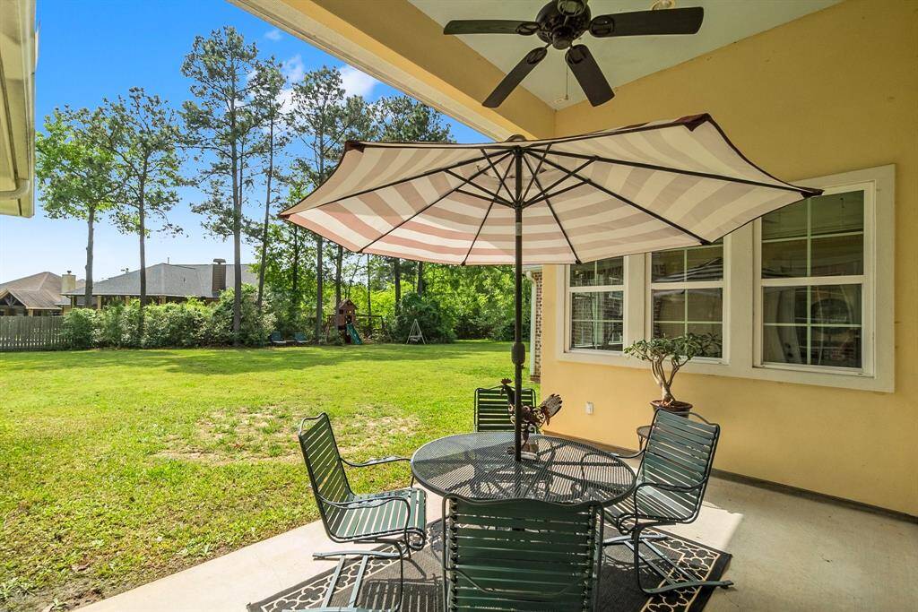 Patio from living room overlooking backyard.