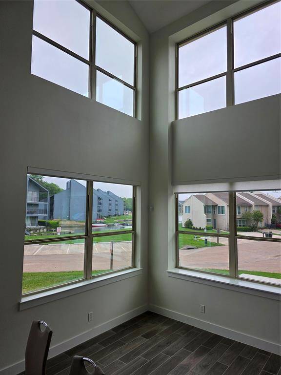 lake views, lots of windows and natural light, high ceilings