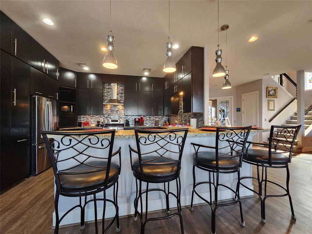Breakfast bar overlooking the kitchen.