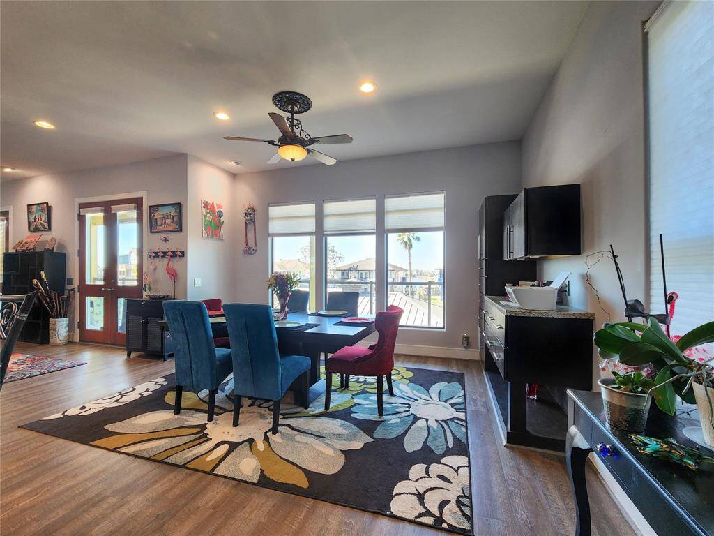 View of the dining area from the kitchen.  Notice the additional storage.