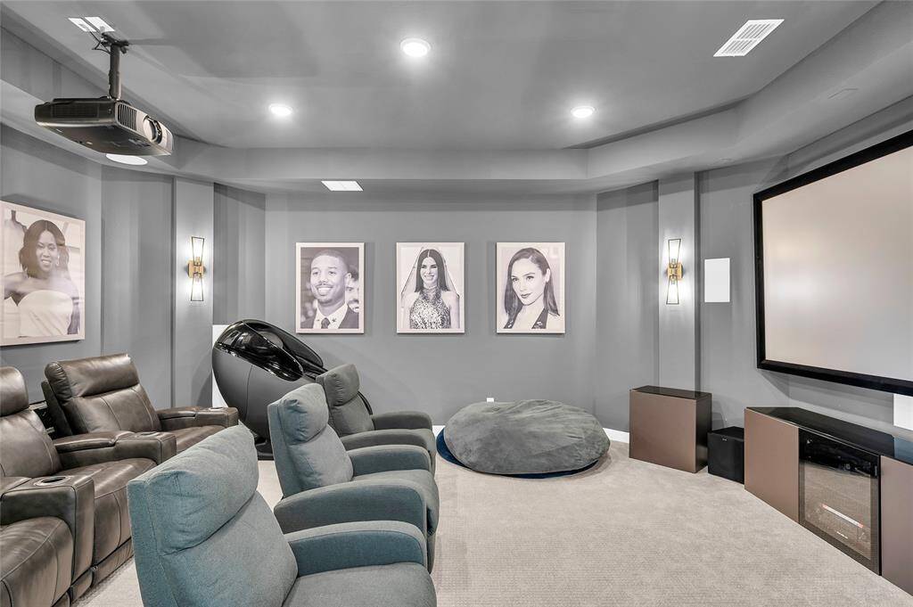 Large media room located on the second level that is perfect for movie nights.
