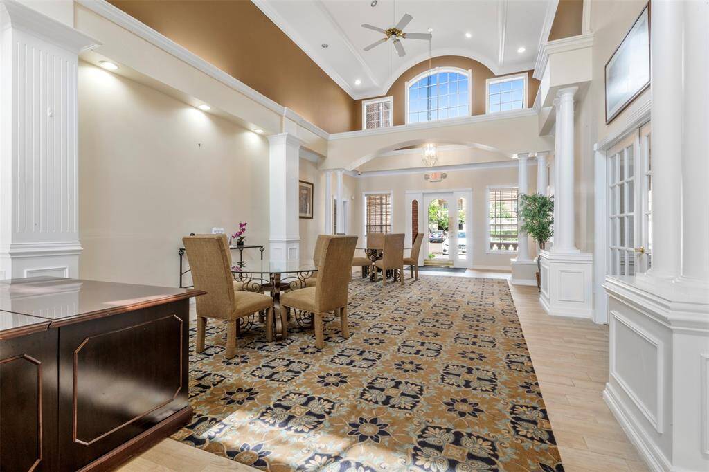 Lobby of the clubhouse, pool, and gym