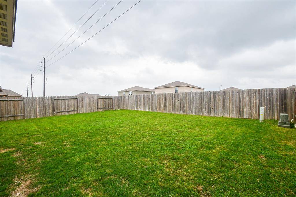 fenced back yard