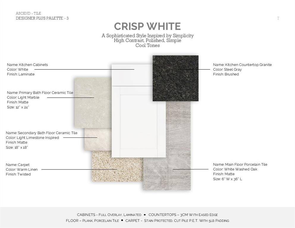 Farmhouse Look Palette 3 Selection Sheet (*Artist rendering used for illustration purposes only.)