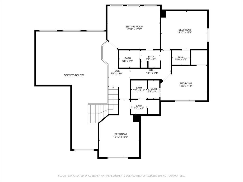 An approximate floor plan of the home's second floor. Please note the "Sitting Room" is the Game Room.