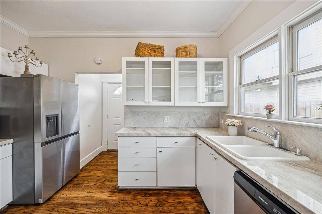 New quartz counters have just been added. Loads of storage and stainless appliances.