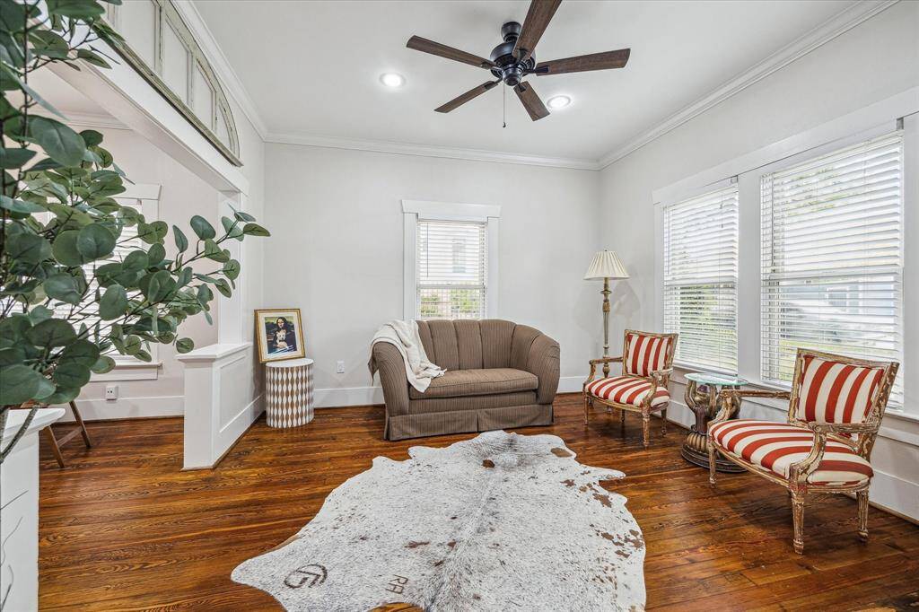 The living room opens into the dining area.  The house is filled with lots of natural light.