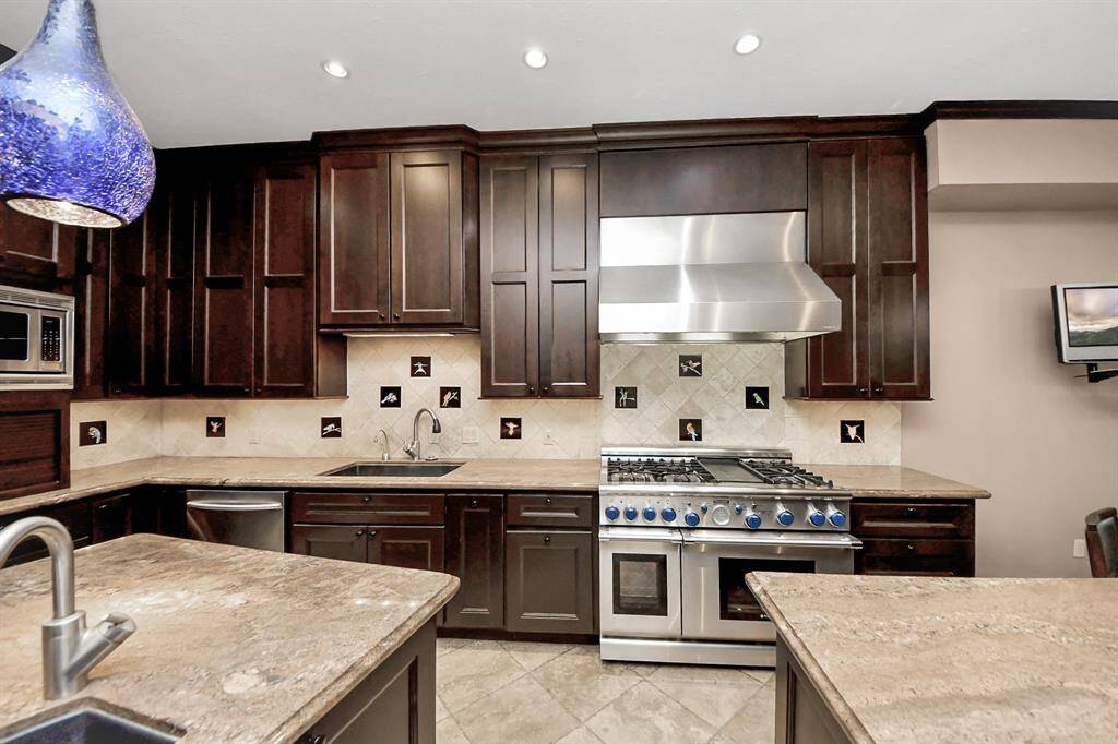 The giant range but with plenty of counter space to prepare meals
