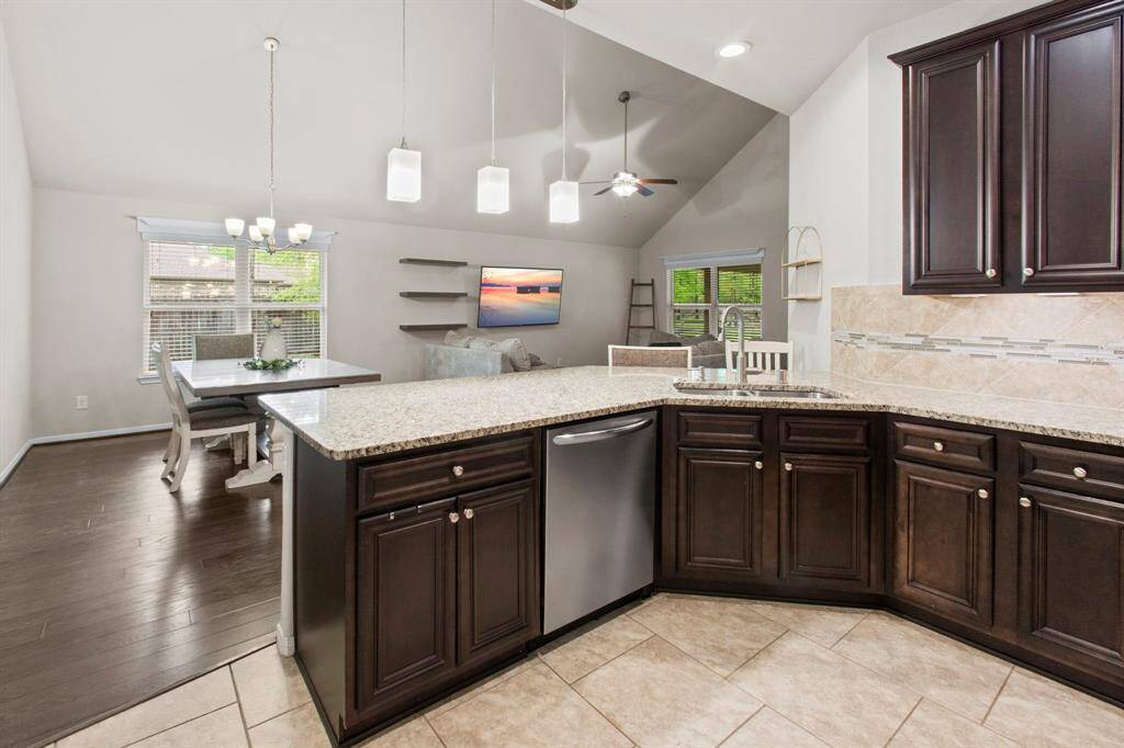 Kitchen looks onto the dining and living room, Open Concept