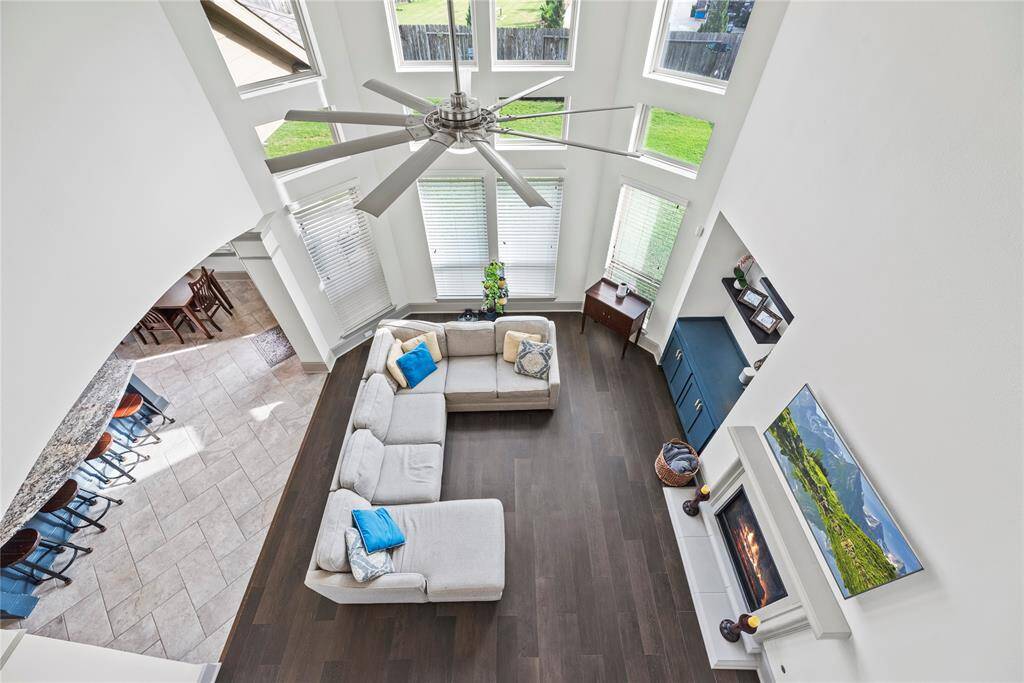 View of the living room from the upstairs.