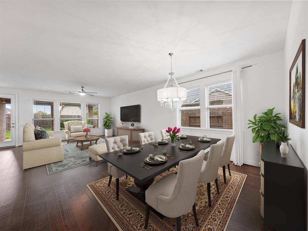**Virtually Staged**Spacious living and dining area.  The shared living spaces flow effortlessly, great for entertaining or just everyday living.