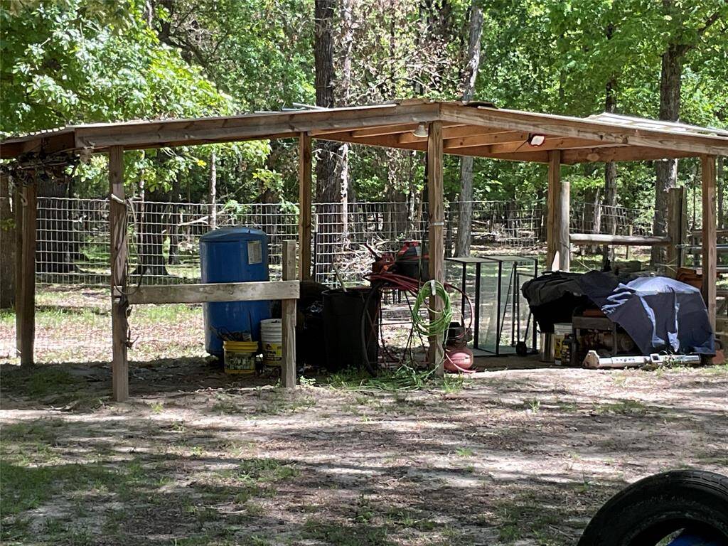 Covered area next to the garden.