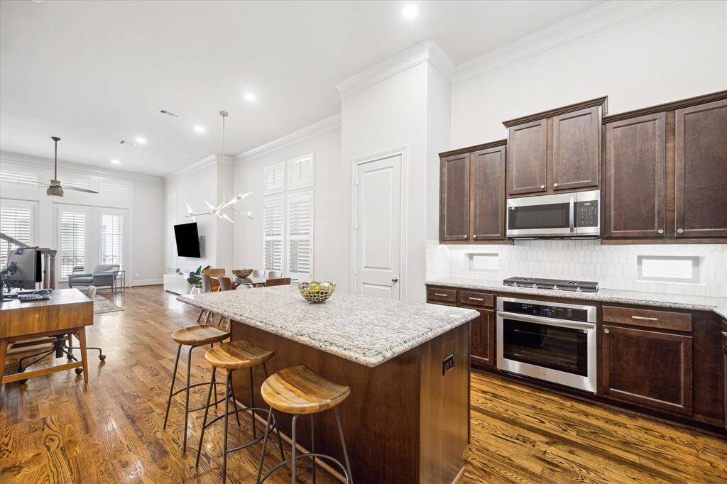 Another view of the kitchen with open floor plan