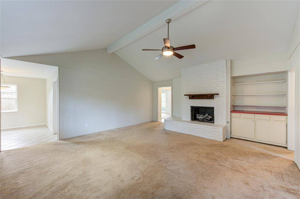 Family room with breakfast room on left.