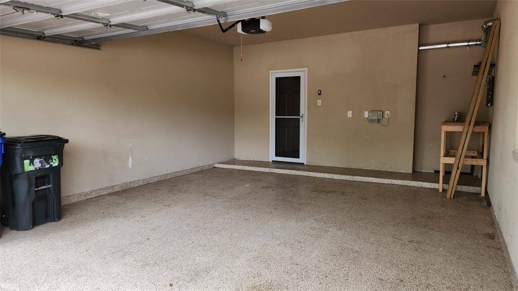 Garage with epoxy flooring