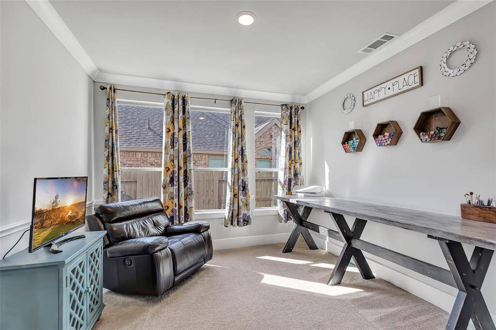 Home office with french doors