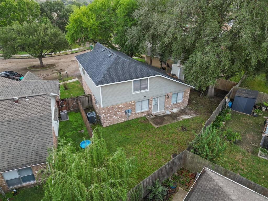 Arial view of backyard