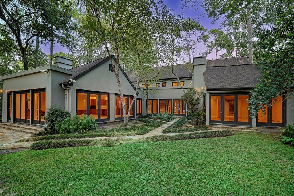 A rear view of the house and backyard space.