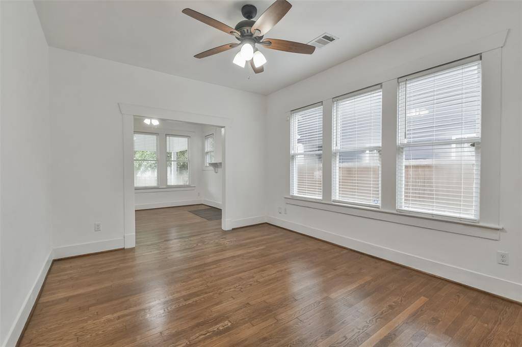 Large dining room with natural light.