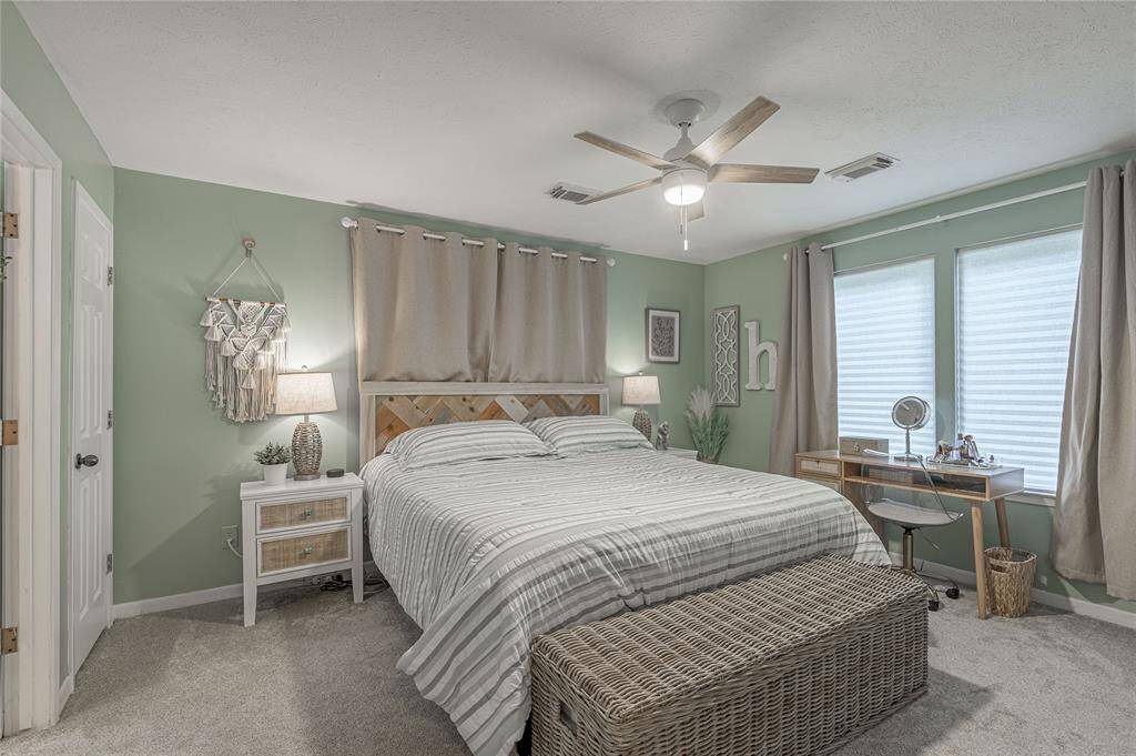 Primary bed room is an oasis with the soft color tones and the comfy adjustable bed.