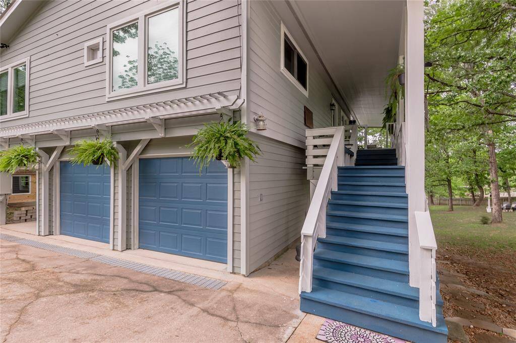 Two car garage and storage area.