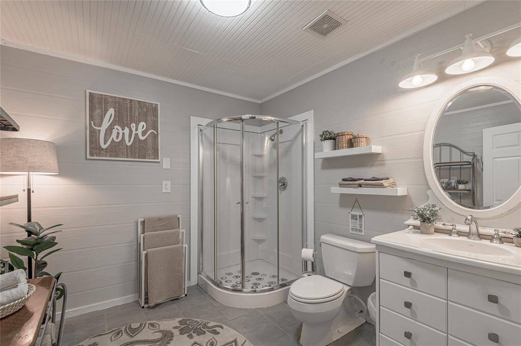 This is the bath room in the guest area downstairs. This bath room is 9x8 with shower.