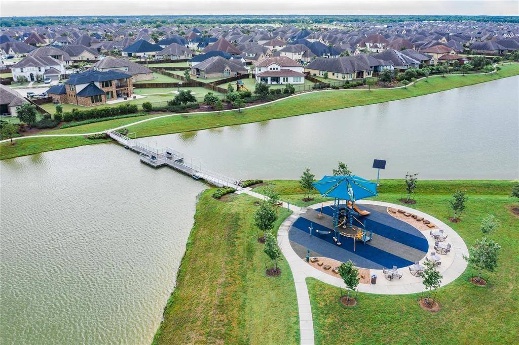 Adventure lake is 20 acres stocked with a swinging bridge and playground and walking distance