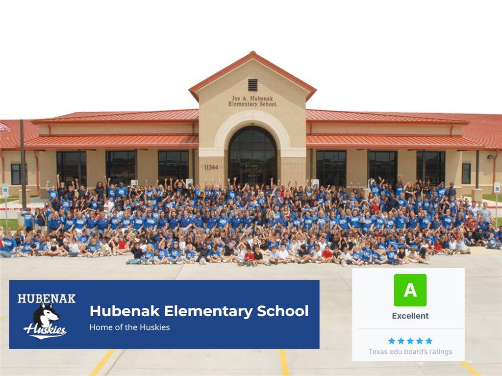 The HIGHLY RATED Hubenak Elementary School is a quick .5 mile from your front door!