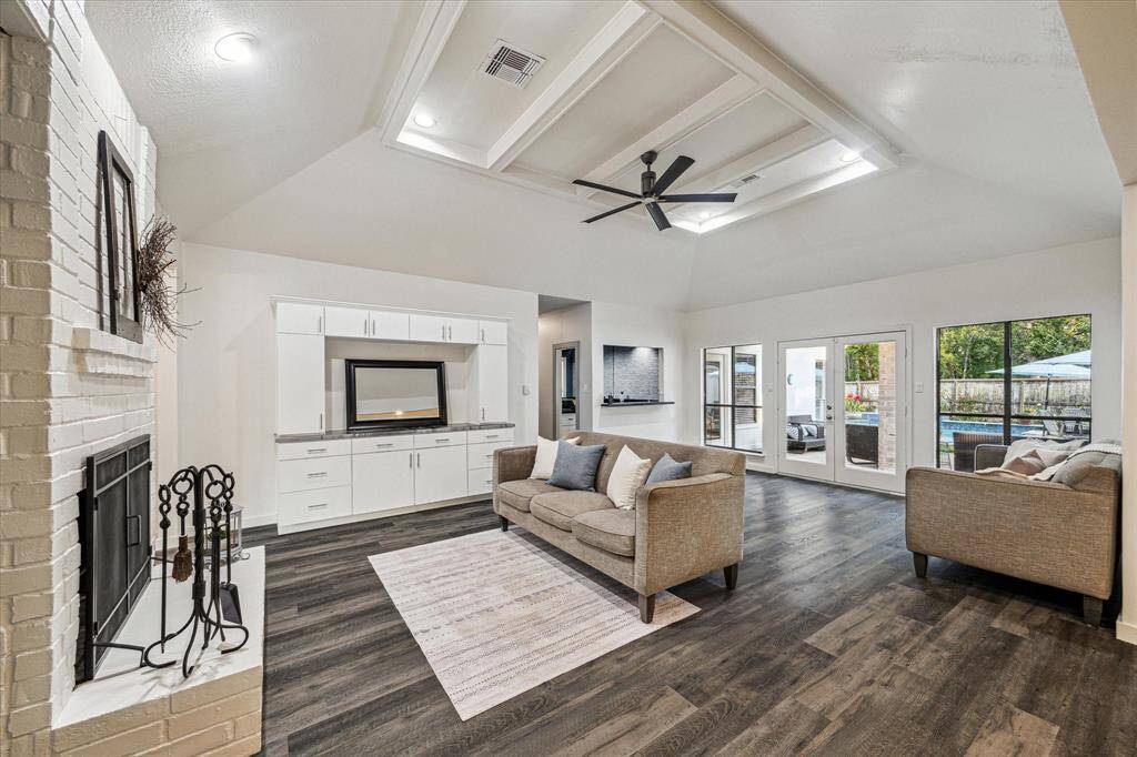 The fireplace is a cozy addition!