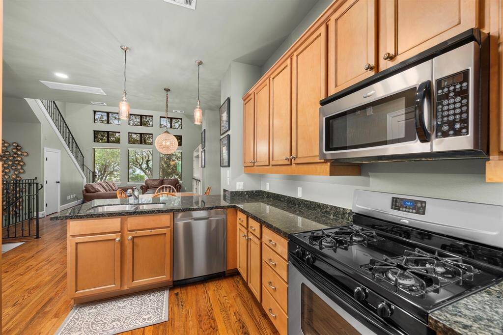 Kitchen open to living area