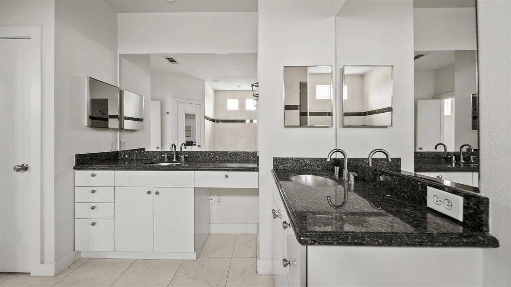 A closer view of the double vanities.
