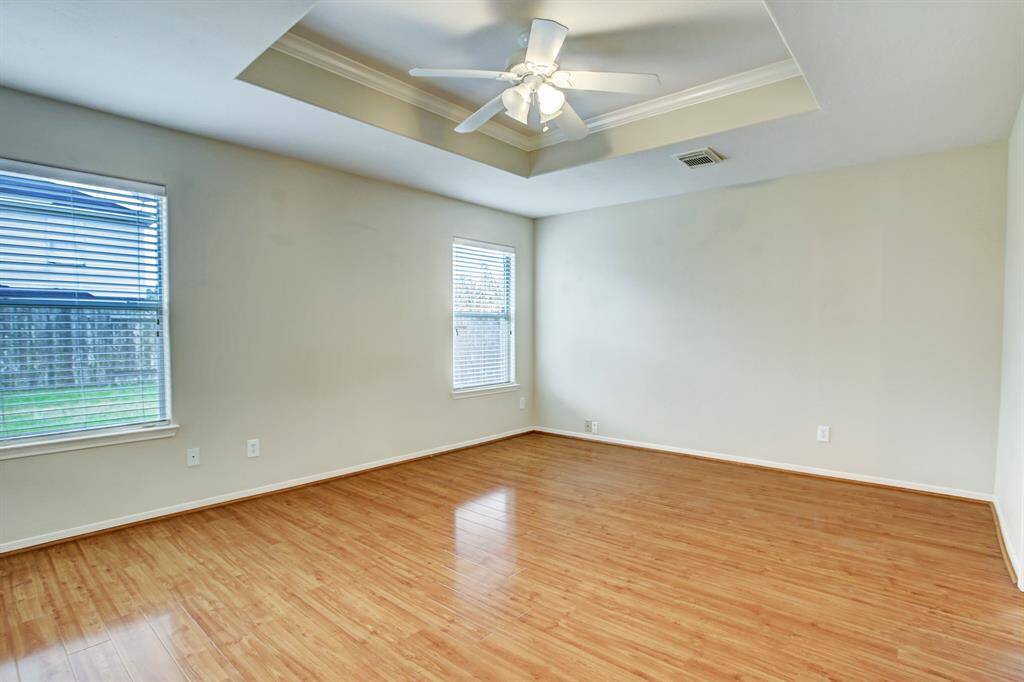 Plenty of natural light Master Bedroom without staging