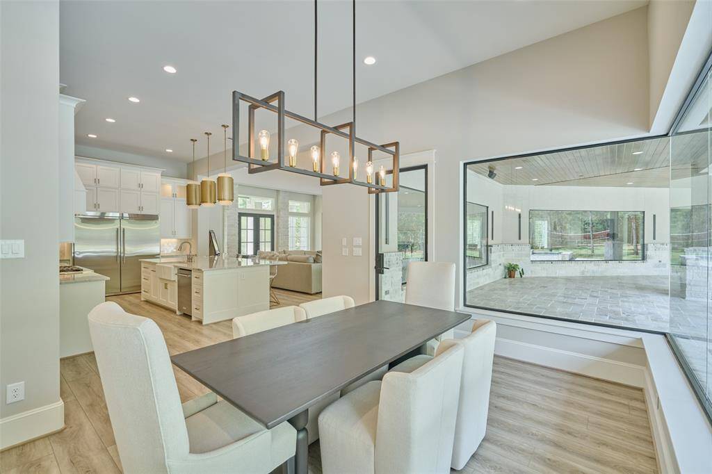 elegant dining room open to kitchen