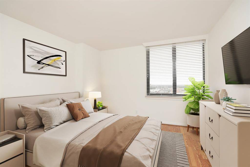 Virtually staged primary bedroom